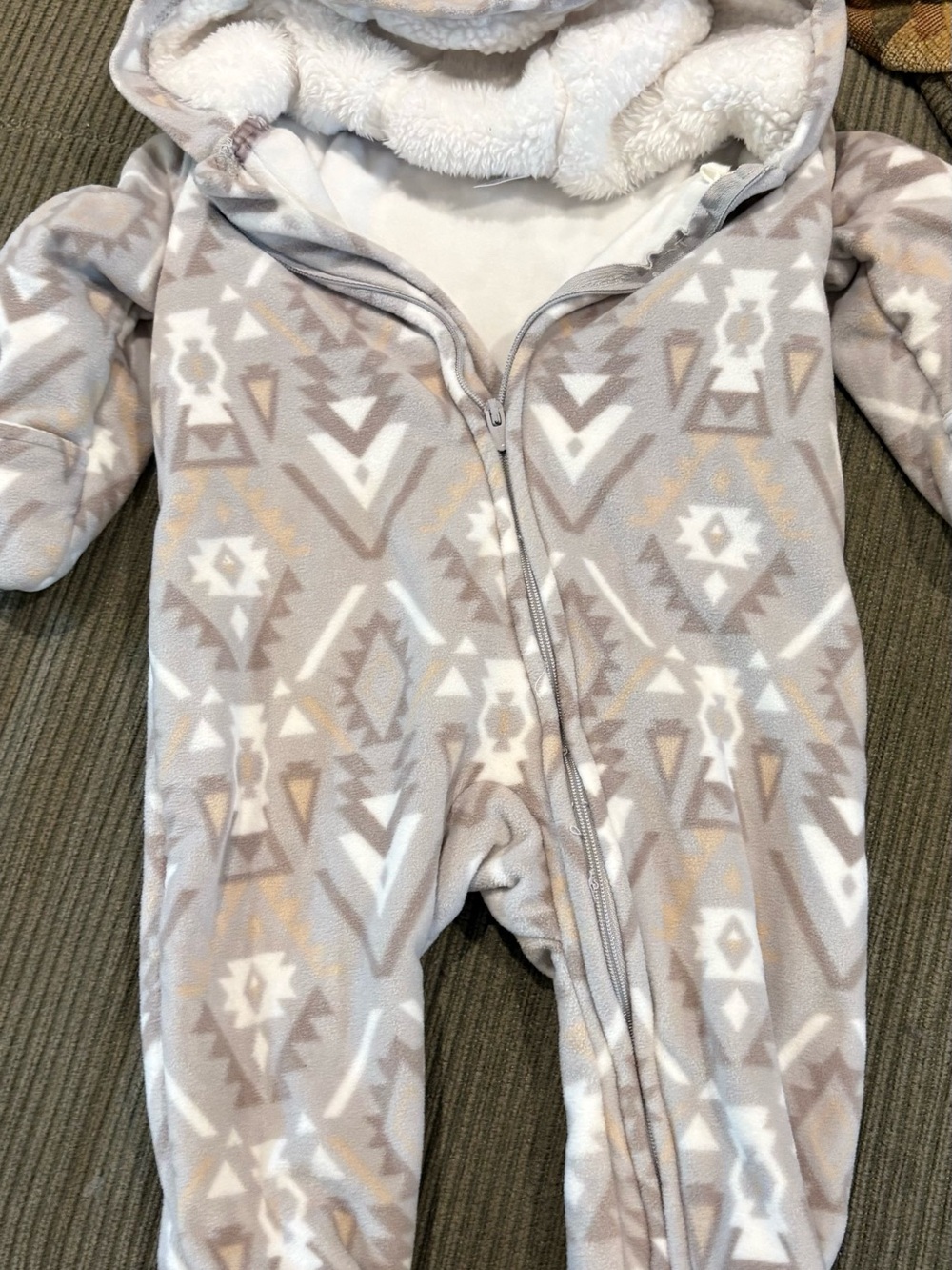 Carter's Gray and White Aztec Sherpa-Lined Footie
